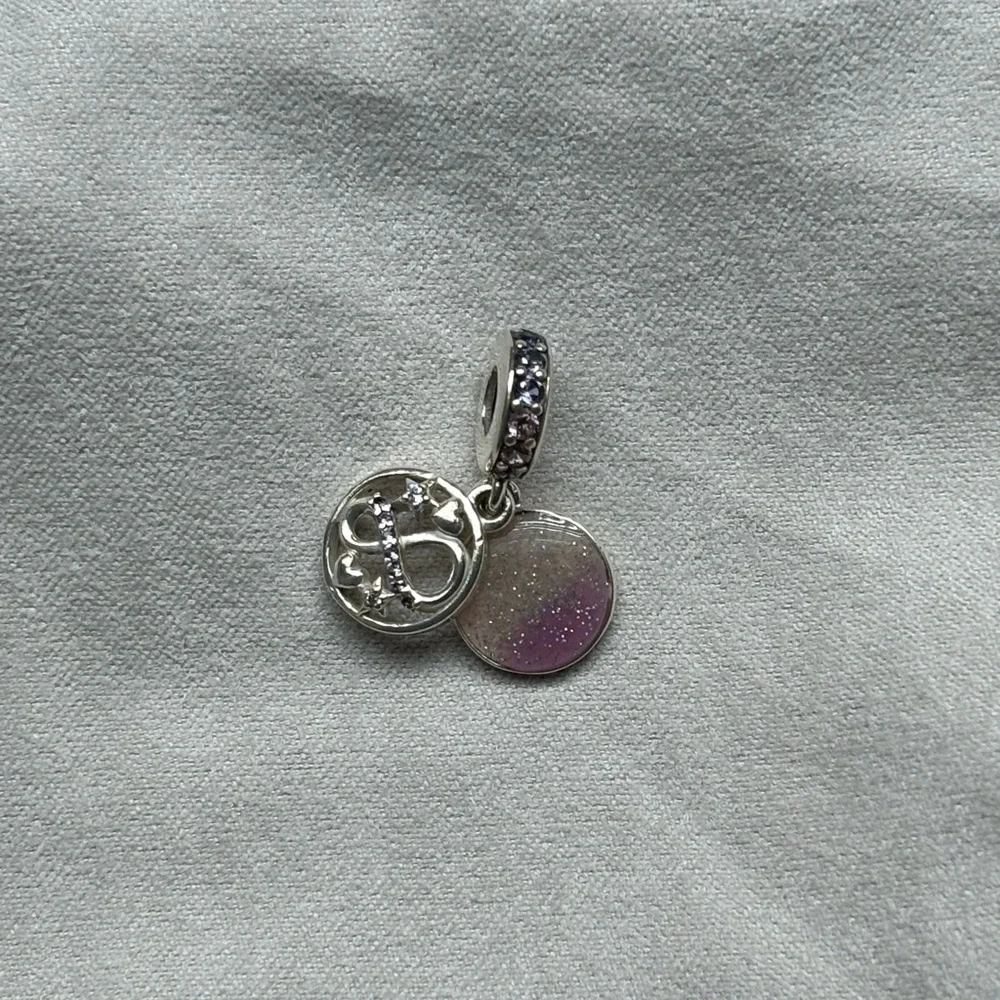 Glittering Infinity Hearts and Stars Dangle Pandora Charm - Picture 6 of 6
